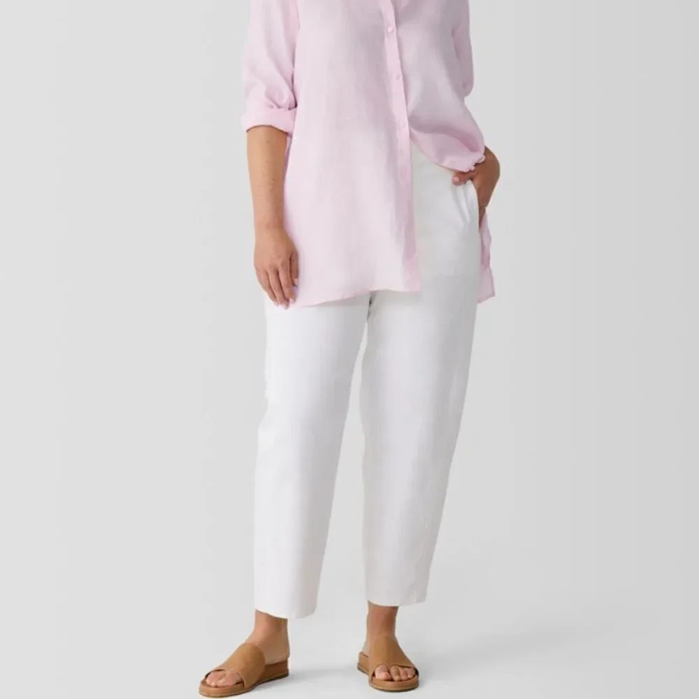Eileen Fisher Organic Cotton Blend White High Rise Ankle Pants Size 4